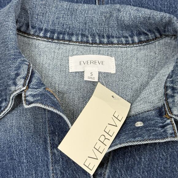 Evereve Denim Shirt Dress Button Front Long Sleeve Medium Wash Women’s Small NWT - Picture 6 of 9